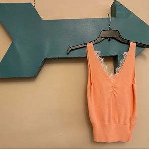 Lace /woven tank top